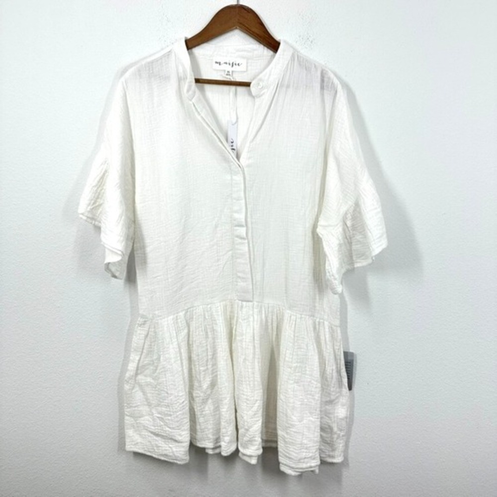 Maisie Size XS Brushed Gauzy Cotton Mini Dress Flowy‎ Sleeves Beach Wedding NWT